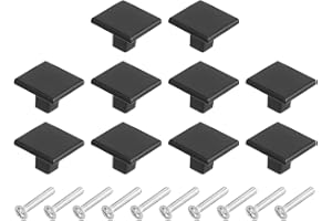 sourcing map 10Pcs Square Cabinet Knobs, 1.2 Inch Square Kitchen Cabinet Knob Aluminum Alloy Solid Drawer Knob Handle Pulls for Kitchen Cabinets Bedroom Dresser Wardrobe, Black