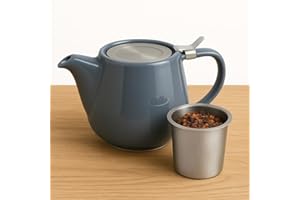 VELLICHOR EUROPE Premium Porcelain Teapot 2 or 3 Cup Capacity with Removable Stainless Steel Infuser Basket – Loose Leaf or Bagged Tea Pot – Heat Retaining Ceramic, Drip-Resistant Spout, Hinged Lid, Dishwasher Safe