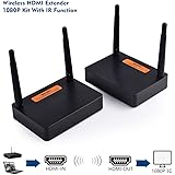 measy FHD676 2.4G/5G Wireless Transmission System Wireless HDMI Extender Transmitter Receiver Video WIFI 200m Wireless HDMI Sender Kit with IR PassThrough （FHD1080P）
