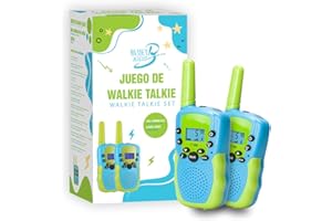 Bluet B Kids - Walkie Talkie Niños - Walkie Talkie Juguete para Niños - Walkie Talkie Regalo para Niños - Alcance 3 Kilómetros - 8 Canales - Linterna LCD retroiluminada - 2 Piezas - Verde y Azul