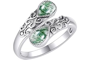 CUPENDA Mondstein Ring für Damen Sterling Silber Regenbogen Einstellbar Bandringe Schmuck Geschenke für Mädchen