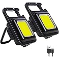 ROMINO Cob Keychain Work Light Keychain Flashlights 4 Modes 800 Lumen,Led Keychain Light Emergency Light With Folding Bracket Bottle Opener And Magnet Base For Camping Walking(2 Pc),Multicolor