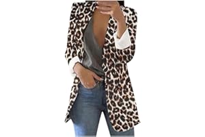SHZFGUI Blazer Jackets for Women Floral Print Leopard Butterfly Open Front Long Sleeve Lapel Work Office Suit