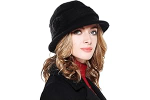 CheChury Gorro de Invierno Mujer Elegante Sombrero de Punto Gorras Mujer Vintage Lana Cloche Sombreros Vintage Gorro Francés Invierno Gorro de Punto Cálido Sombrero de Invierno Gorro Mujer Forro Polar