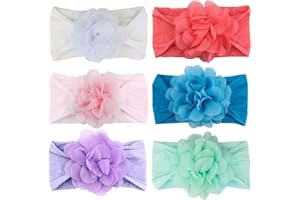 LAJUP 6pz Neonate fasce fasce per capelli con Nodo a Fiore Grande elastico turbante accessori per capelli per neonati bambini neonati per Battesimo Partito