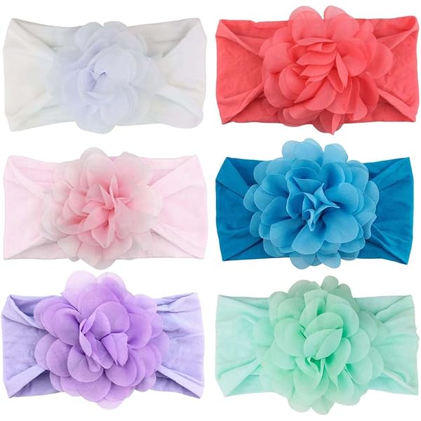 Fascine Per Capelli Neonato - Set 10 Pezzi In Nylon Morbido Con Fiore, Elastiche E Comfortevoli