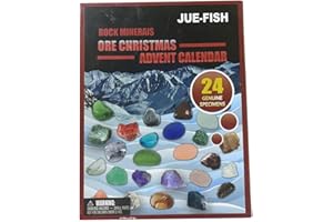LVTFCO Calendario dell'Avvento 2024 per conto alla rovescia di Natale, 24 giorni, rocce, minerali, pietre preziose, geologia, apprendimento per bambini appassionati di cristallo