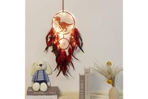 jingxinxin Attrape-rêves à LED pour chambre d'enfant avec lumière - Décoration de mariage ou murale - Dinosaure rouge