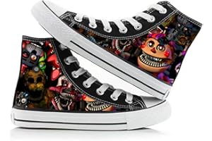 JIUMAOCLEU FNAF Zapatos de seguridad Breach Fazbear Piazzari Anime Cosplay Zapatos de lona de juego de terror Zapatos de impresión de personajes Unisex con cordones Casual Zapatillas de moda