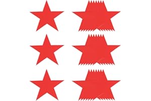 sourcing map Red Glitter Star Cutouts Decoration, 50 Pcs 6" Paper Star Confetti Cutouts Stars Shiny for Bulletin Board Wall Classroom Party Supplies