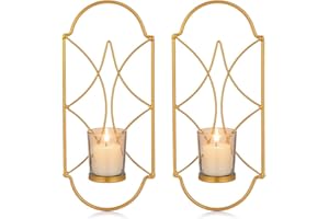 Sziqiqi Candelabro de Pared del Estilo Retro, Candelero Colgante de Arte de Hierro para Decoración de Casa, Montado en la Pared Sostenedor de Vela, Oro