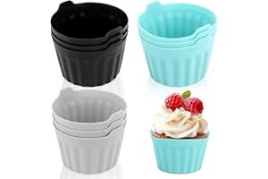 YARVPUV 9 Piezas Moldes de Silicona Magdalenas,Molde Silicona Freidora de Aire, Molde para Tartas al Horno para Cupcakes, Muffins, Reposteria, Gelatina (3 colores)