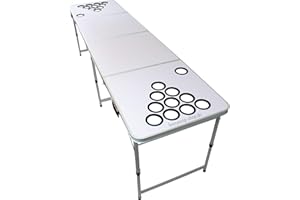 BEERCUP-CLASSICS Beer pong table set, audio table design, 6 ft beer pong table including 6 balls, 50 red beer cups and rules
