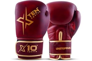 XTEN SPORTS XTEN Real Leather Pro Boxing Gloves Perfect for Sparring, Fighting, Heavy Punching Bag, Kickboxing, Muay Thai, Men Women Adult, Martial Arts Training, Home Gym, Ventilated Palm, 8 10 12 14 16 Oz