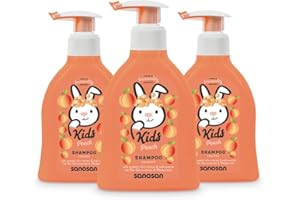 ‎SANOSAN sanosan Shampoo Peach for Children & Babies 3 x 200 ml - Hair Shampoo with Organic Olive Extract & Milk Protein - Hair Care, Hair Shampoo for Children and Babies