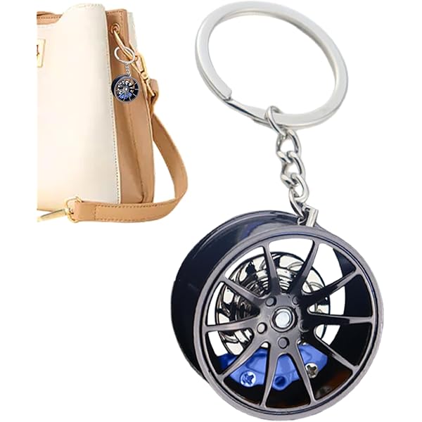 Hililand Porte-clés Boussole 2 En 1 Pneu Forme Boussole Pendentif Porte-clés Porte-clés Porte