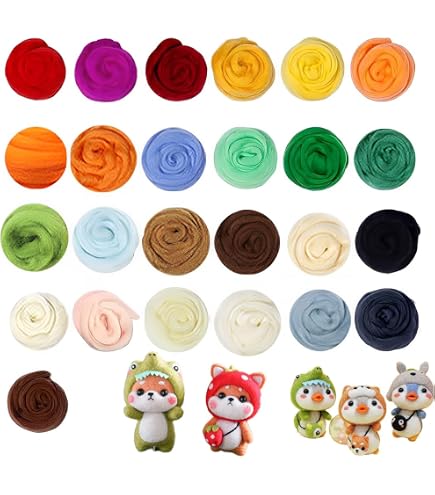 Kit Feutrage Aiguille Complet 62 Pièces – 6 Poupées Chien En Laine, Aiguilles Multi-tailles, Tapis, Instructions – Idéal Débutants & Enfants