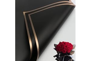 KTXABY 20 Sheets Flower Bouquet Wrapping Paper,Waterproof Flowers Wrapping Paper, Florist Bouquet Wrapping,Decorative Gift Wrapping 57 x 57cm (Black & Phnom Penh)
