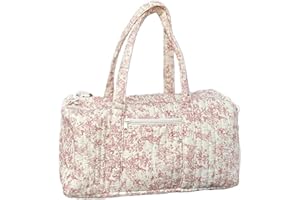 HiTotes Quilted Duffle Bag Puffer Tote Bag for Women Floral Travel Bag Weekender Bag Cotton Diaper Bag Aesthetic Nurse Bag