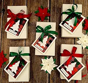 Crack of Dawn Crafts Red Plaid Christmas Gift Tags Pack of 5 - Merry Trees