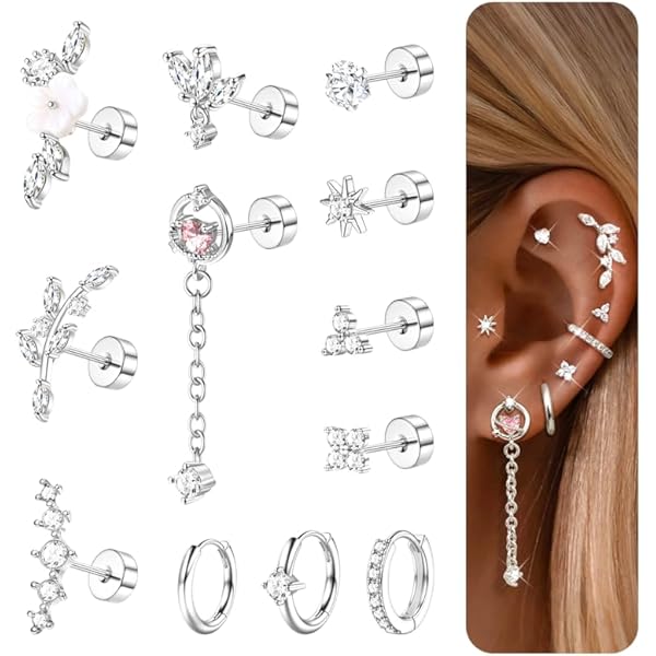 3 Coppie Di Orecchini A Perno Con Sfere In Acciaio Inossidabile - Foto 7