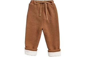 Alunsito Little Baby Girl Boy Winter Warm High Waist Sweatpants Toddler Cotton Drawstring Pants Fleece Lined Corduroy Trousers