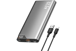 Kuulaa Power Bank 10000 mAh 22,5 W, powerbank USB-C Input&Output, zewnętrzne akumulatory do telefonów komórkowych z wyświetlaczem LED, kompatybilne z iPhone 16, 15, 14, 13, 12 Pro, Max, Sam-Sung,