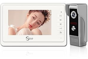 ANJIELO SMART 7'' Color Wired Video Door Phone Intercom System for Home Indoor Monitor 700TVL Outdoor Camera IR Night Vision