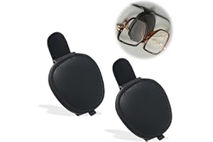 RHZXD Brillenhalter für Auto, 2 Stück Sonnenbrillenhalter Auto, Tragbar und Langlebig Magnetisch Leder Brillenhalter für Auto, Brillen Halterung Geschenke für Freunde Familie Schwarz (Ellipse)