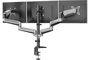 HUANUO Monitor Halterung 3 Monitore für 17-32 Zoll Bildschirme, Bildschirmhalterung 3 Monitore Höhenverstellbar, Monitorarm, Tragen Sie 8 kg pro Arm