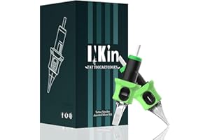 INKin Aghi Tattoo Misti 40Pezzi, Cartucce Tattoo #10 Bugpin 0,30mm Round Liner L-Taper (3RL 5RL 7RL 9RL 11RL) Finger Ledge Aghi per Tatuaggi con Impugnatura in Silicone Sterilizzate con Membrana