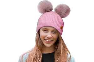 4sold Unisexe Garçon Rita Fille Skullies Bonnets Bonnet Fourré Hiver pour Bonnet Ticoté avec Torsades Et Gros Pompon en Fourrure Plusieurs Coloris Taille Unique