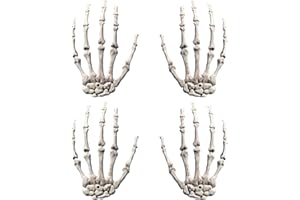 IHLOOTD Halloween Esqueleto de Manos, Halloween Manos Humanas Falsas Realistas de Plástico, Manos de Esqueletos de Halloween Decoracion, para Accesorios de Terror de Fiesta de Halloween (2 Pares)