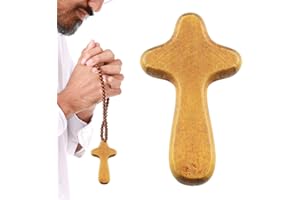 Monozoz Pequeñas cruces de madera de 10 cm, hechas a mano en Belén, crucifijo de madera hecho a mano, cómoda de sostener la palma de mano, cruz de madera de mano, para oración cristiana
