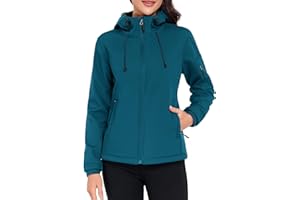 CMTOP Giacca Softshell Donna in Pile Caldo Giacca Idrorepellente Giacca a Vento Autunno Inverno Primavera Giubbotto Con Cappuccio per Trekking Running Pesca Ciclismo