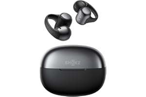 SHOKZ OpenDots ONE Cuffie Open-Ear, Audio Dolby Premium, Auricolari a Clip da 6,5 g, Bluetooth 5.4, Wireless con Microfono, Ricarica Rapida, 40 ore di Autonomia, IP54, con Panno per la Pulizia - Nero