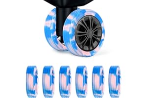 RSYHVG 8pcs Luggage Wheel Covers, Portable Silicone Luggage Wheel Protector Covers Noise-Proof Luggage Spinner Wheel Covers for Most 8 Caster Luggage (Blue + Pink)