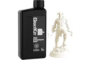 Resina Rigida GratKit 8K, Resina per Stampante 3D, Resina Fotopolimerica a Polimerizzazione UV 405nm, Basso Odore, Alta Precisione, Stampante 3D Compatibile 2K/4K/6K/8K/10K, 1000 g, Bianco