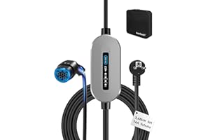RamTouch Cargador Coche Eléctrico (3,68 kW, 230V / 16A, 5 m, Tipo 2, Enchufe Schuko) - Cargador de Vehículo Eléctrico Portátil con LED, Cable de Carga Tipo 2 Schuko para Híbridos y Eléctricos