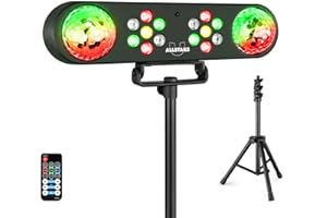 Fuzzix ALLSTAR2 Party Light PAR LED sur Trépied, Jeux de Lumière DJ, Hauteur 165cm Max, 2 Projecteurs Wash, 2 Jelly Balls, Mode Automatique ou Détection du Son, Idéal pour Animer vos Soirées