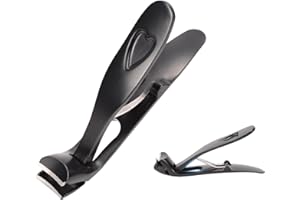 BBXWANG Tagliaunghie in acciaio inox per unghie spesse, tagliaunghie piedi con grande apertura ad angolo, tagliaunghie ad angolo regolabile a manico lungo per uomo, donne (Nero)