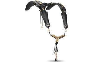 POGOLAB Sangle de Saxophone, Harnais Sangle Saxophone pour Alto Ténor Soprano Baryton, Sangle d'épaule Réglable en Cuir avec Crochet en Métal, Bandoulière Saxophone pour Hommes Femmes Adultes