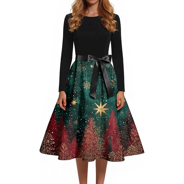 Generisch Weihnachtskleid, Kleid Weihnachten Damen Produktbild-Vorschau 4