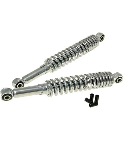 Stossdaempfer Simson Federbeine Stoßdämpfer-Set + Schrauben Für Simson S51, S50, S70 – Chrom, 360mm Simson Schwalbe Fussrasten