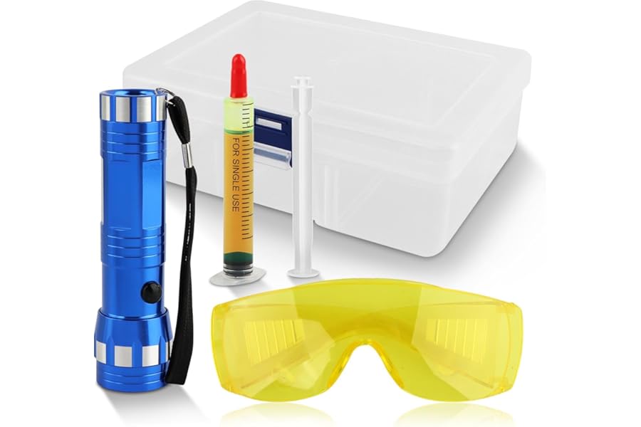 Hahhhha Leak Detector Kit,Fluorescent Protective Glasses Air Conditioning Accurate Refrigerant Leak Detector Tools,Car Accessories Replacement Easy to Use Professional Eco Friendly