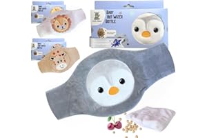 Hello Hippo – Baby Wärmegürtel aus Kirschkernen – Kirschkernkissen für Babys & Neugeborene – Gegen Koliken & Bauchschmerzen – Mikrowelle oder Ofen, Hipoallergen & Waschbar (Pinguin)