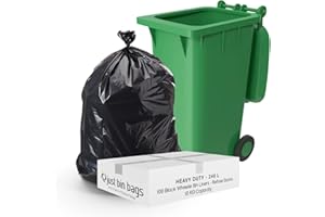 JUST BIN BAGS LTD 100x 240L Black Wheelie Bin Liners - Refuse Sacks | HEAVY DUTY | 15kg Capacity- 140 Gauge, 35 Micron Waste Recycling Rubbish Dustbin Bags | Domestic & Commercial Use