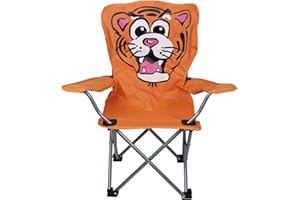 DEPORTE FANS Silla Plegable KIDS para Camping, jardín, piscina y patio,interiores y exteriores,Silla Plegable con Bolsa de Transporte - Silla para niños. (Naranja estilo Leon)