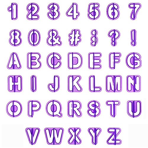 Fondant Ausstecher, HOOMIL Buchstaben Ausstechformen Alphabet Zahlen Auswerfer Stempel Tortendeko Kuchendekoration Set (40 Teilig)