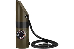 Vspek Fischietto di sopravvivenz, Kit di Sopravvivenza in Campeggio 7 in 1 Fischio di Sopravvivenza di Emergenza Kit con Bussola, LED, Lente d'Ingrandimento, Riflettori, Termometri e Specchio